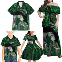 New Zealand Aroha Koe Mama Family Matching Off Shoulder Maxi Dress and Hawaiian Shirt Maori Hongi - Pounamu