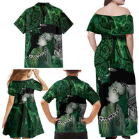New Zealand Aroha Koe Mama Family Matching Off Shoulder Maxi Dress and Hawaiian Shirt Maori Hongi - Pounamu