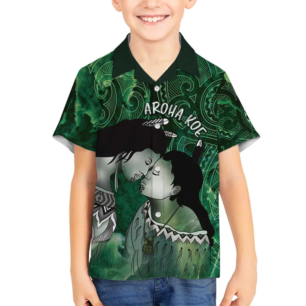 New Zealand Aroha Koe Mama Family Matching Off Shoulder Short Dress and Hawaiian Shirt Maori Hongi - Pounamu
