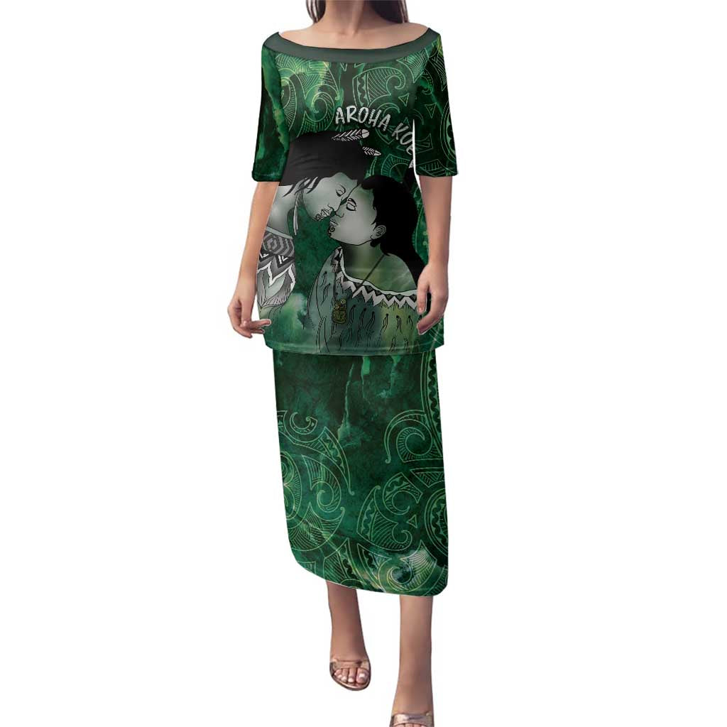 New Zealand Aroha Koe Mama Family Matching Puletasi and Hawaiian Shirt Maori Hongi - Pounamu