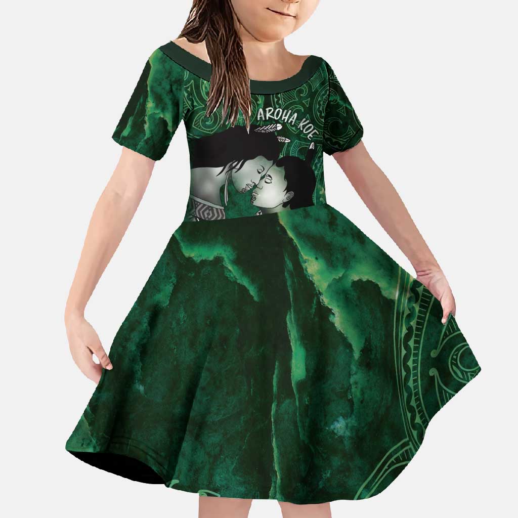 New Zealand Aroha Koe Mama Family Matching Summer Maxi Dress and Hawaiian Shirt Maori Hongi - Pounamu