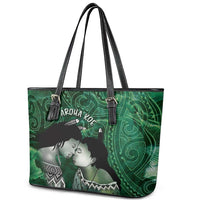 New Zealand Aroha Koe Mama Leather Tote Bag Maori Hongi - Pounamu