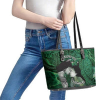 New Zealand Aroha Koe Mama Leather Tote Bag Maori Hongi - Pounamu