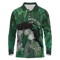New Zealand Aroha Koe Mama Long Sleeve Polo Shirt Maori Hongi - Pounamu