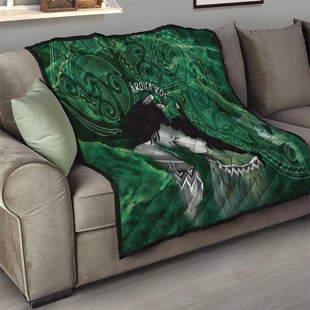 New Zealand Aroha Koe Mama Quilt Maori Hongi - Pounamu