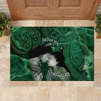 New Zealand Aroha Koe Mama Rubber Doormat Maori Hongi - Pounamu