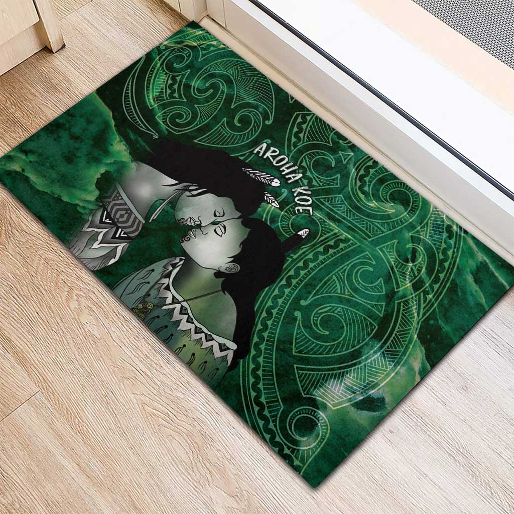 New Zealand Aroha Koe Mama Rubber Doormat Maori Hongi - Pounamu
