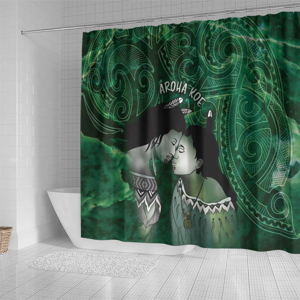 New Zealand Aroha Koe Mama Shower Curtain Maori Hongi - Pounamu