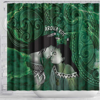 New Zealand Aroha Koe Mama Shower Curtain Maori Hongi - Pounamu