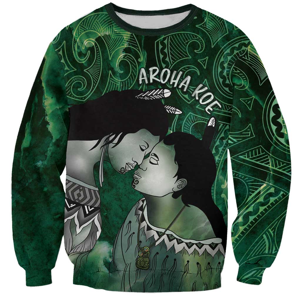 New Zealand Aroha Koe Mama Sweatshirt Maori Hongi - Pounamu