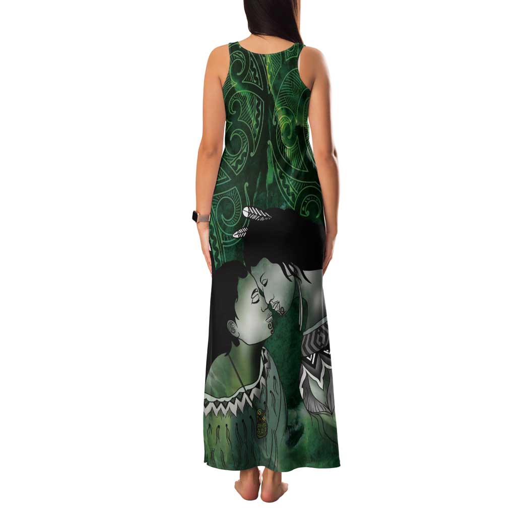 New Zealand Aroha Koe Mama Tank Maxi Dress Maori Hongi - Pounamu