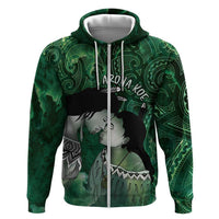 New Zealand Aroha Koe Mama Zip Hoodie Maori Hongi - Pounamu
