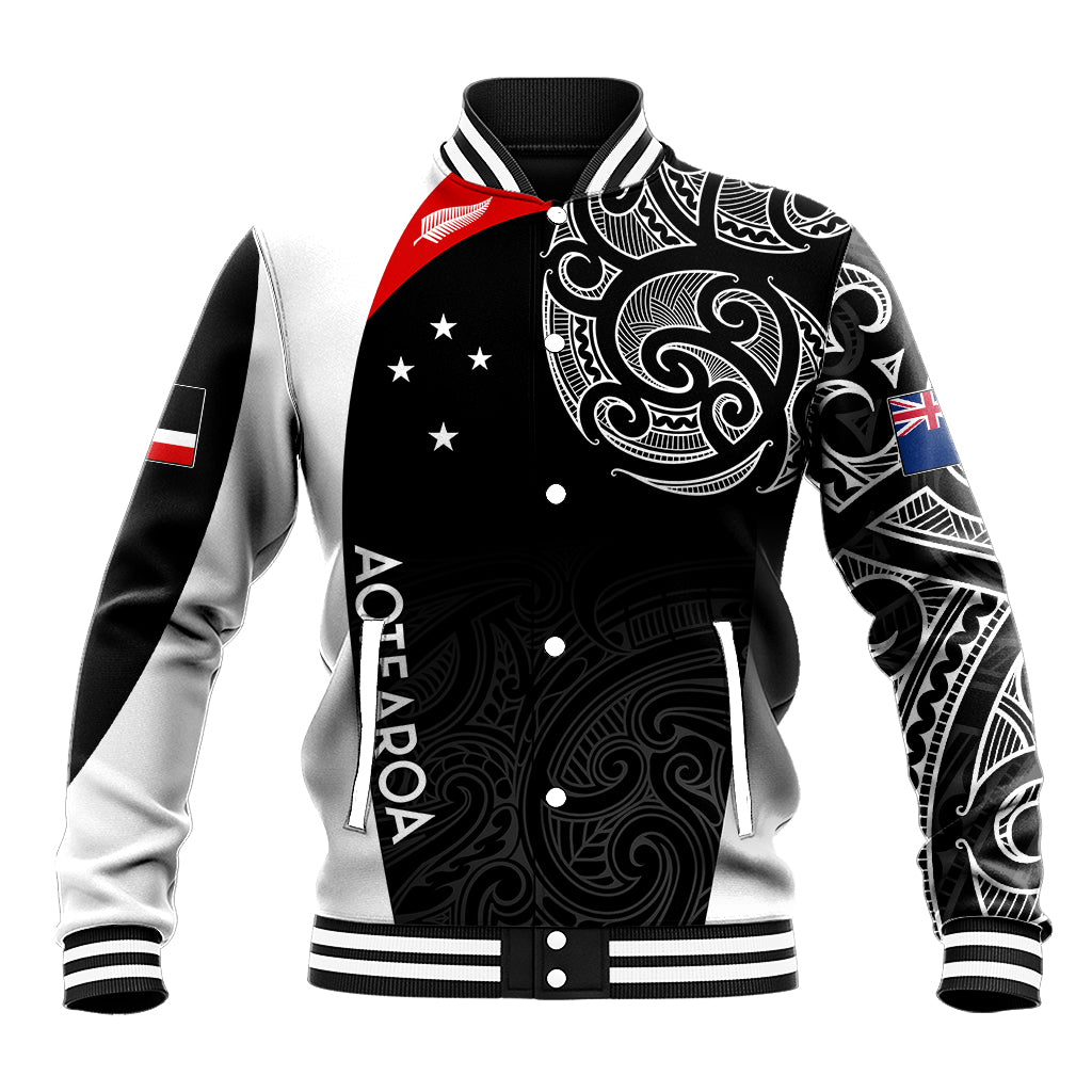 Personalised New Zealand Rugby Baseball Jacket Aotearoa World Cup 2023 Champions LT7 Unisex Black - Polynesian Pride