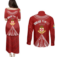 Personalised Kolisi Tonga Atele Couples Matching Puletasi Dress and Long Sleeve Button Shirts Tongan Kupesi - Special LT7 - Polynesian Pride
