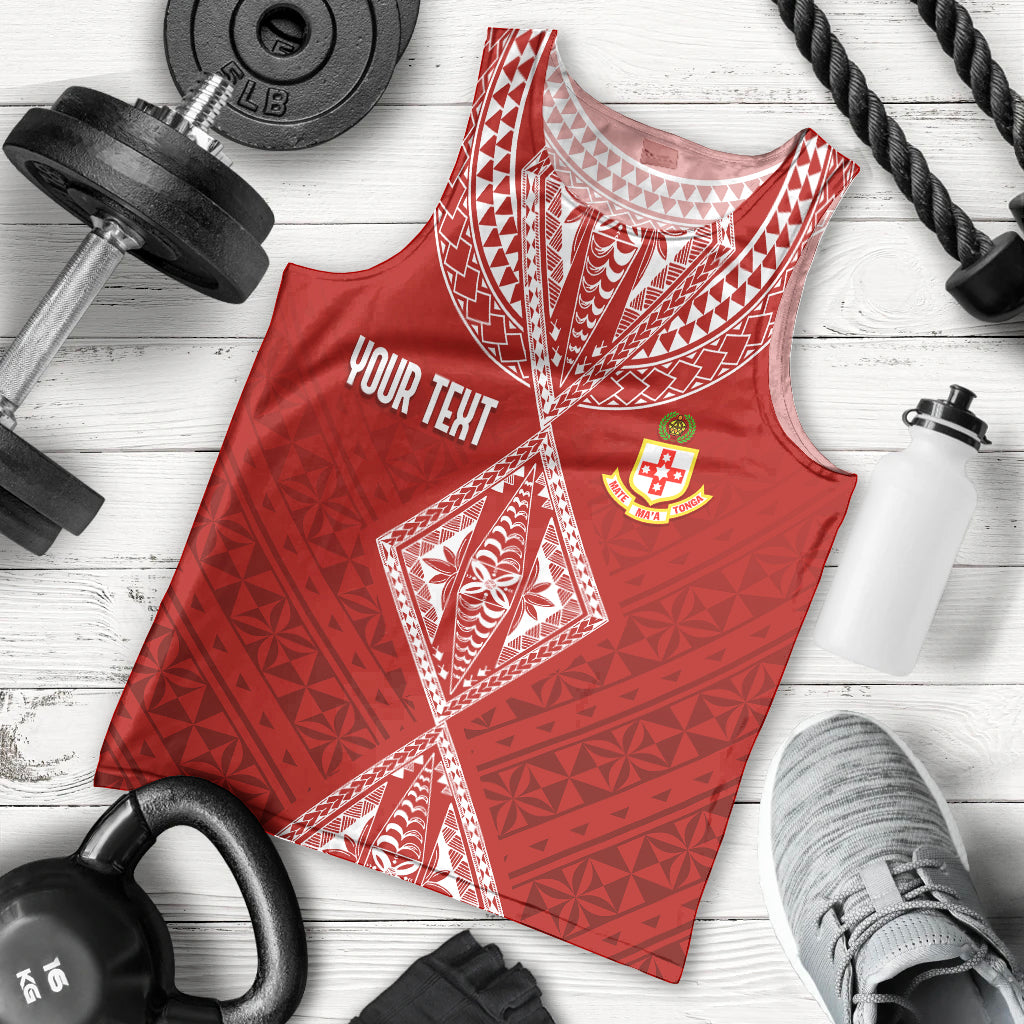 Personalised Kolisi Tonga Atele Men Tank Top Tongan Kupesi - Special LT7 Red - Polynesian Pride