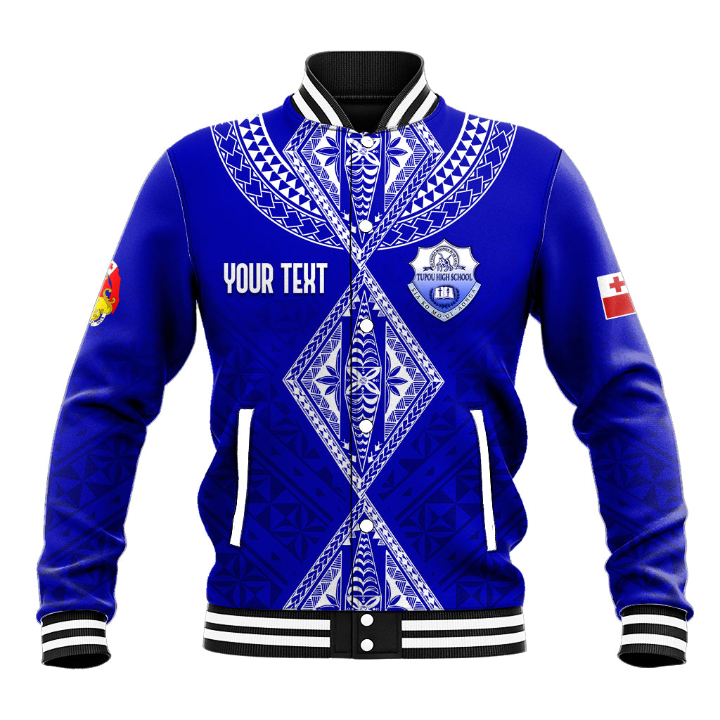 Personalised Tupou College Toloa Baseball Jacket Tongan Kupesi - Special LT7 Unisex Navy Blue - Polynesian Pride