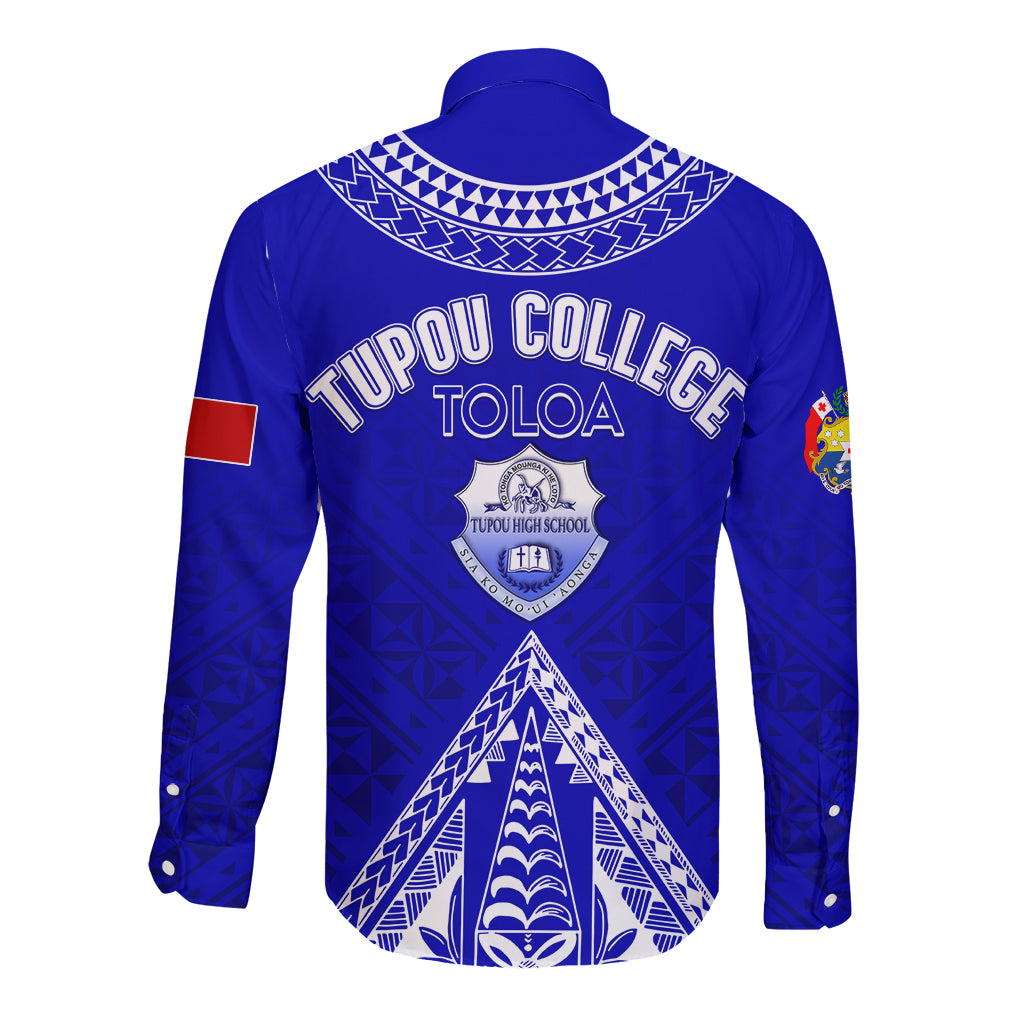 Personalised Tupou College Toloa Long Sleeve Button Shirt Tongan Kupesi - Special LT7 - Polynesian Pride