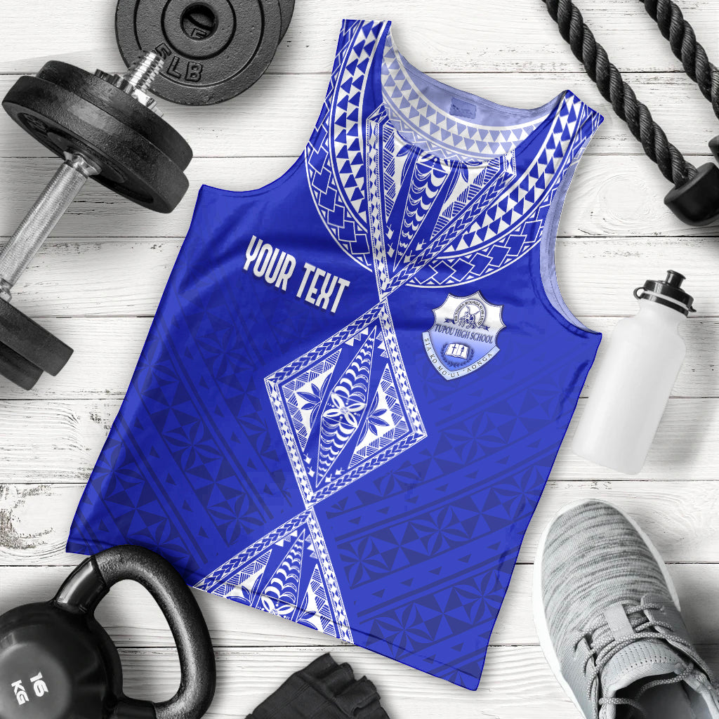 Personalised Tupou College Toloa Men Tank Top Tongan Kupesi - Special LT7 Navy Blue - Polynesian Pride