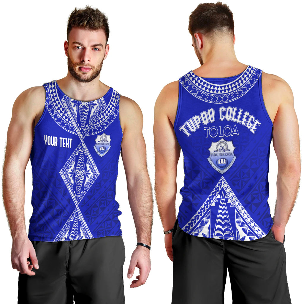 Personalised Tupou College Toloa Men Tank Top Tongan Kupesi - Special LT7 - Polynesian Pride