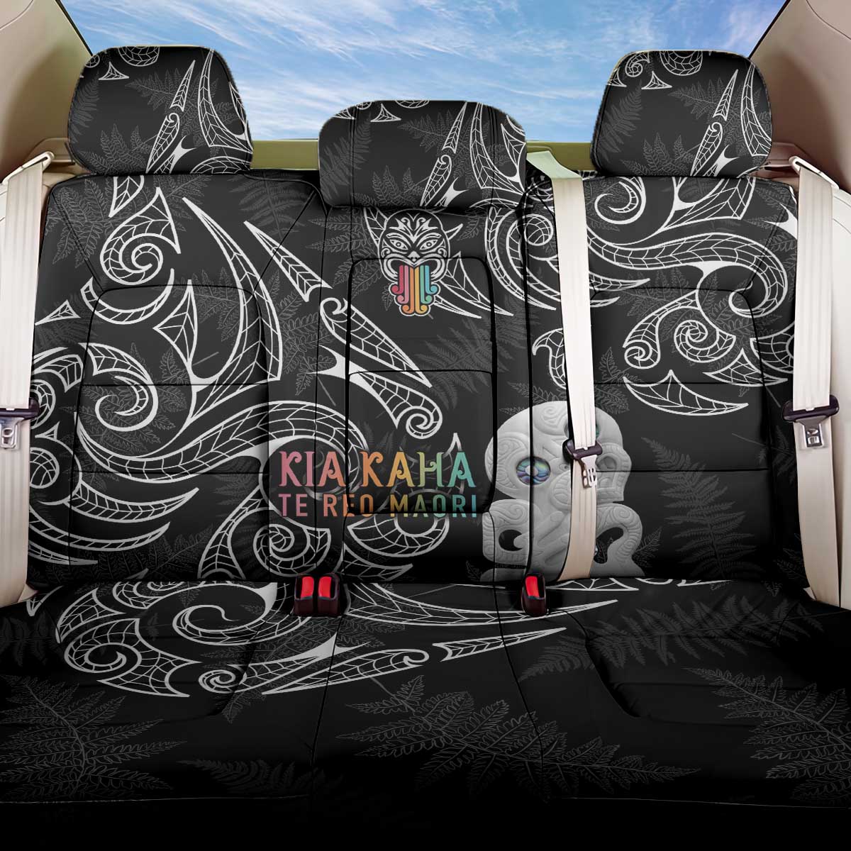 Kia Hara Te reo Maori Back Car Seat Cover Manaia Moko Pattern