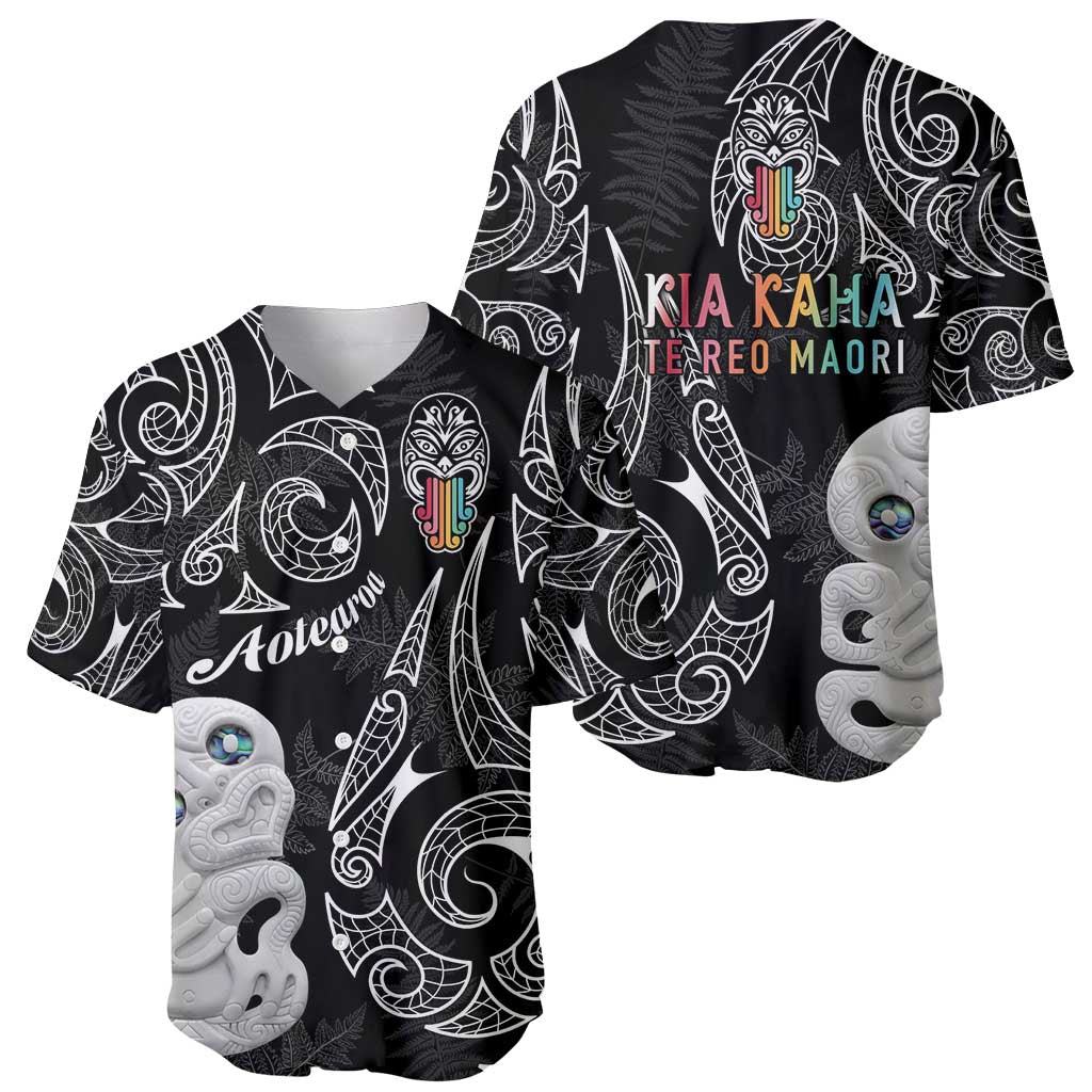 Kia Hara Te reo Maori Baseball Jersey Manaia Moko Pattern