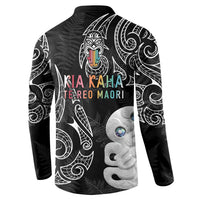 Kia Hara Te reo Maori Button Sweatshirt Manaia Moko Pattern