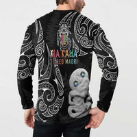 Kia Hara Te reo Maori Button Sweatshirt Manaia Moko Pattern