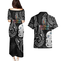 Kia Hara Te reo Maori Couples Matching Puletasi and Hawaiian Shirt Manaia Moko Pattern LT7 - Polynesian Pride