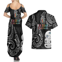 Kia Hara Te reo Maori Couples Matching Summer Maxi Dress and Hawaiian Shirt Manaia Moko Pattern LT7 - Polynesian Pride