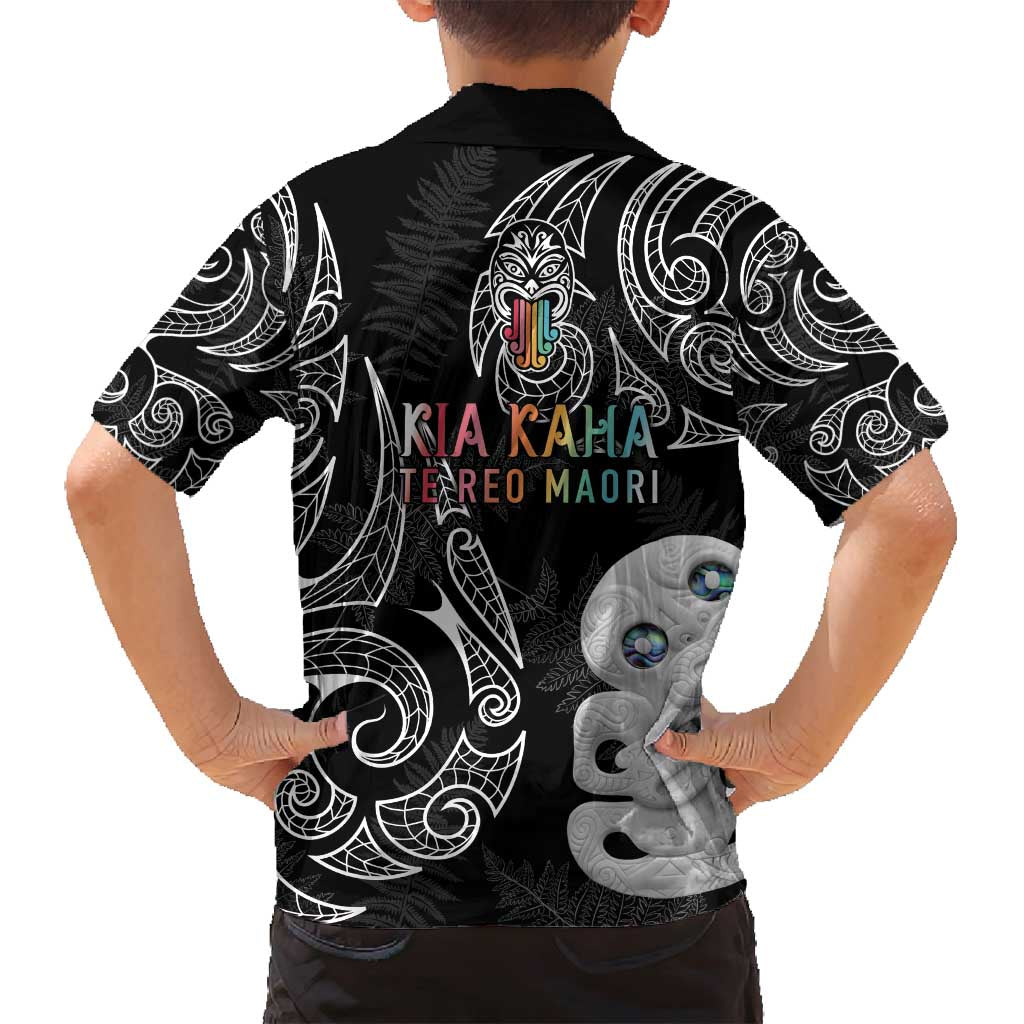 Kia Hara Te reo Maori Family Matching Off Shoulder Maxi Dress and Hawaiian Shirt Manaia Moko Pattern LT7 - Polynesian Pride