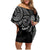 Kia Hara Te reo Maori Family Matching Off Shoulder Short Dress and Hawaiian Shirt Manaia Moko Pattern