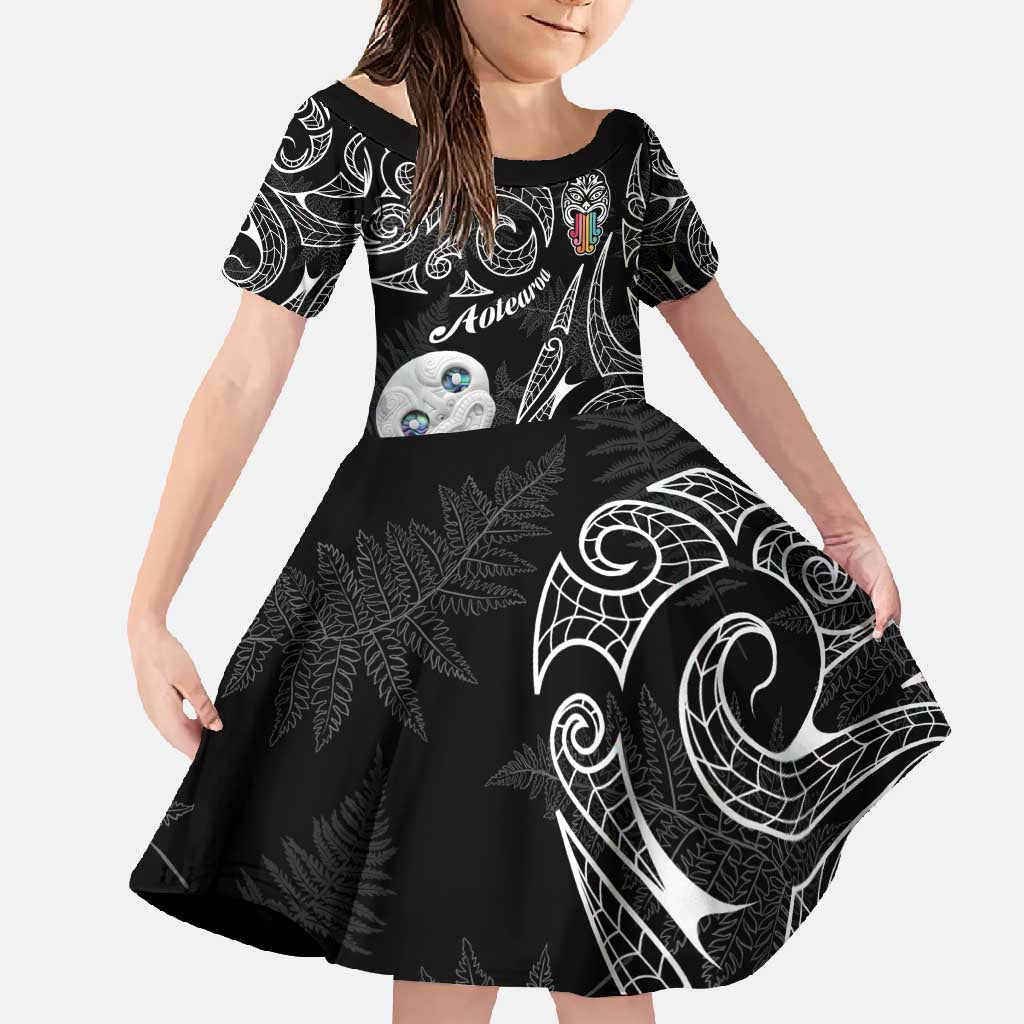 Kia Hara Te reo Maori Family Matching Short Sleeve Bodycon Dress and Hawaiian Shirt Manaia Moko Pattern