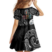 Kia Hara Te reo Maori Family Matching Short Sleeve Bodycon Dress and Hawaiian Shirt Manaia Moko Pattern