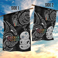 Kia Hara Te reo Maori Garden Flag Manaia Moko Pattern LT7 - Polynesian Pride