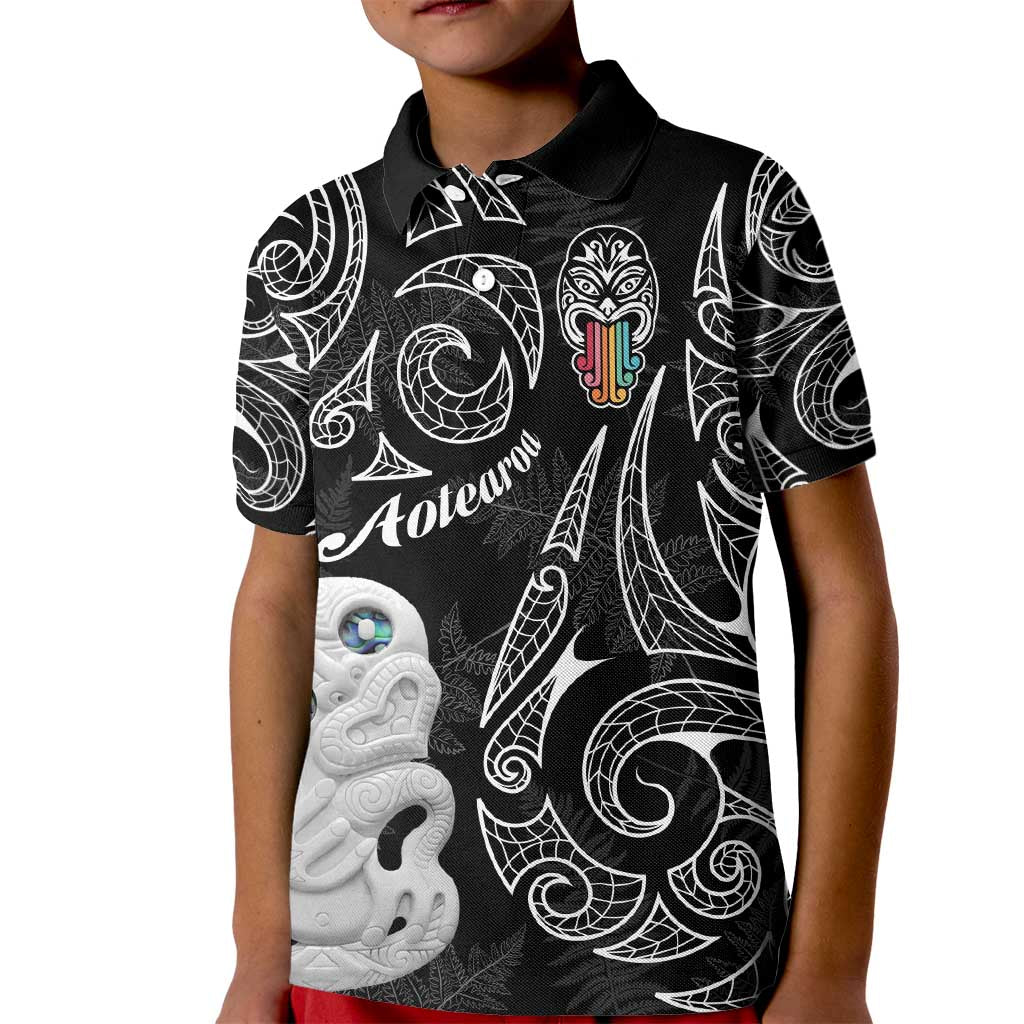 Kia Hara Te reo Maori Kid Polo Shirt Manaia Moko Pattern
