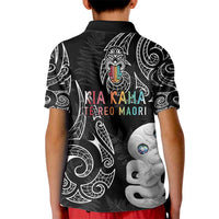 Kia Hara Te reo Maori Kid Polo Shirt Manaia Moko Pattern
