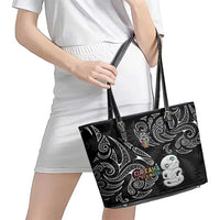 Kia Hara Te reo Maori Leather Tote Bag Manaia Moko Pattern LT7 - Polynesian Pride
