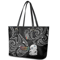 Kia Hara Te reo Maori Leather Tote Bag Manaia Moko Pattern LT7 - Polynesian Pride