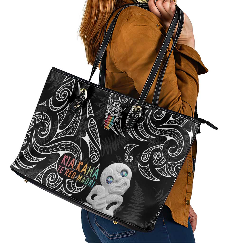 Kia Hara Te reo Maori Leather Tote Bag Manaia Moko Pattern LT7 - Polynesian Pride