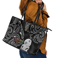 Kia Hara Te reo Maori Leather Tote Bag Manaia Moko Pattern LT7 - Polynesian Pride