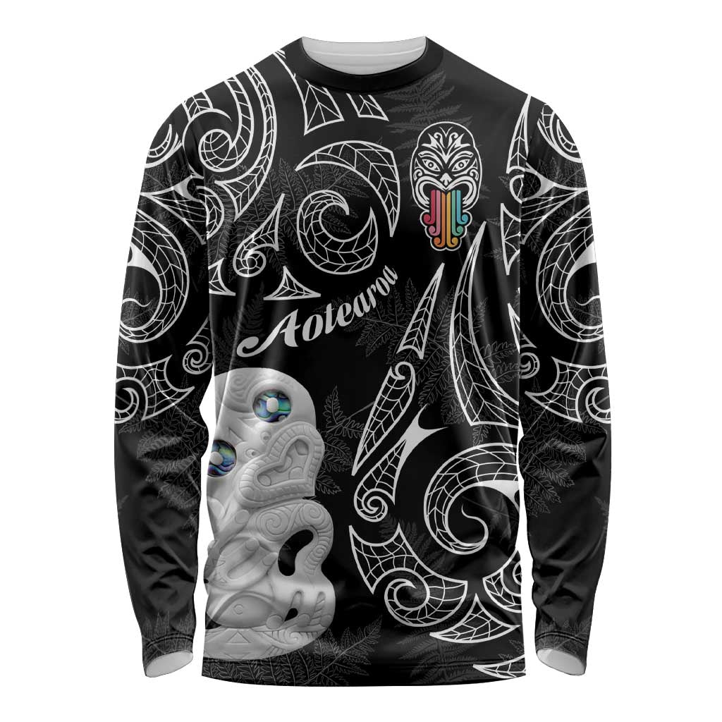 Kia Hara Te reo Maori Long Sleeve Shirt Manaia Moko Pattern