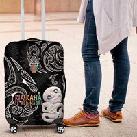 Kia Hara Te reo Maori Luggage Cover Manaia Moko Pattern LT7 Black - Polynesian Pride