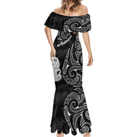 Kia Hara Te reo Maori Mermaid Dress Manaia Moko Pattern