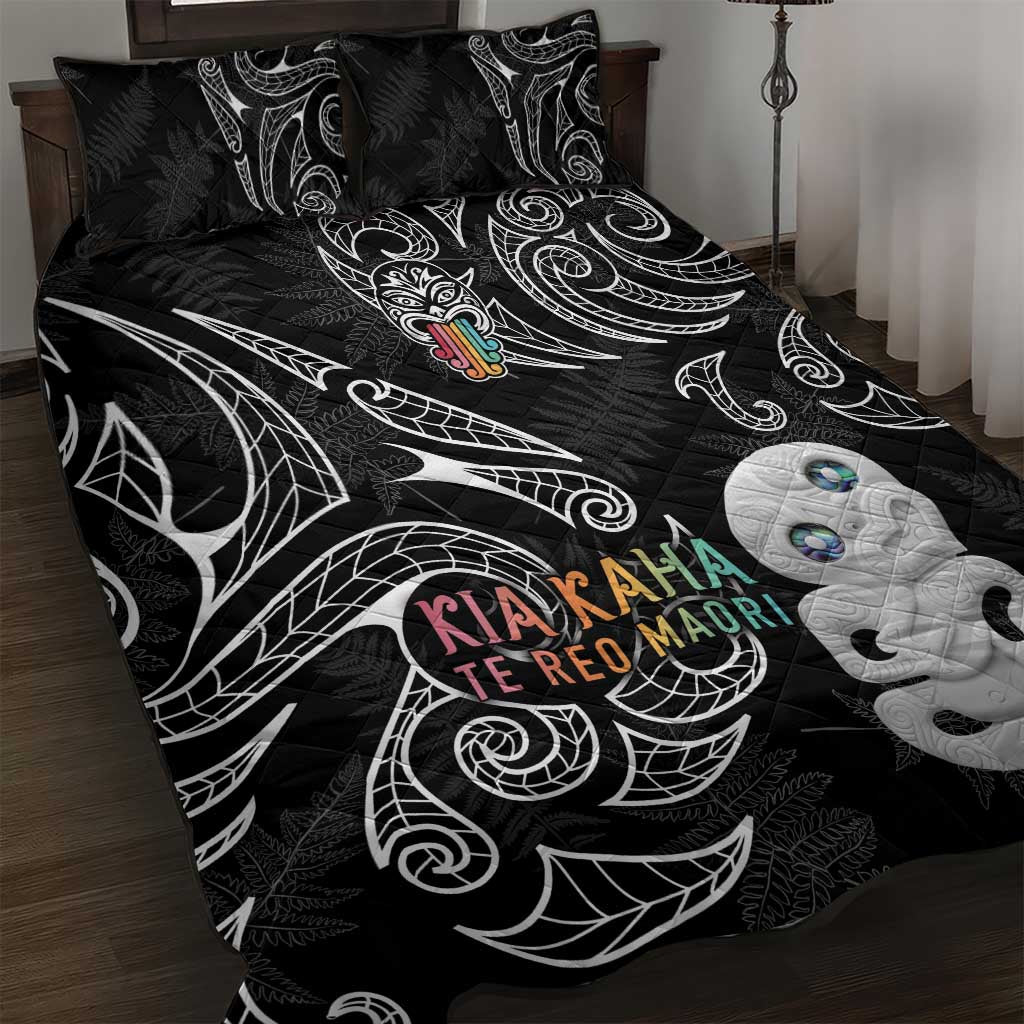 Kia Hara Te reo Maori Quilt Bed Set Manaia Moko Pattern