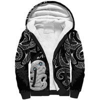 Kia Hara Te reo Maori Sherpa Hoodie Manaia Moko Pattern LT7 Unisex Black - Polynesian Pride