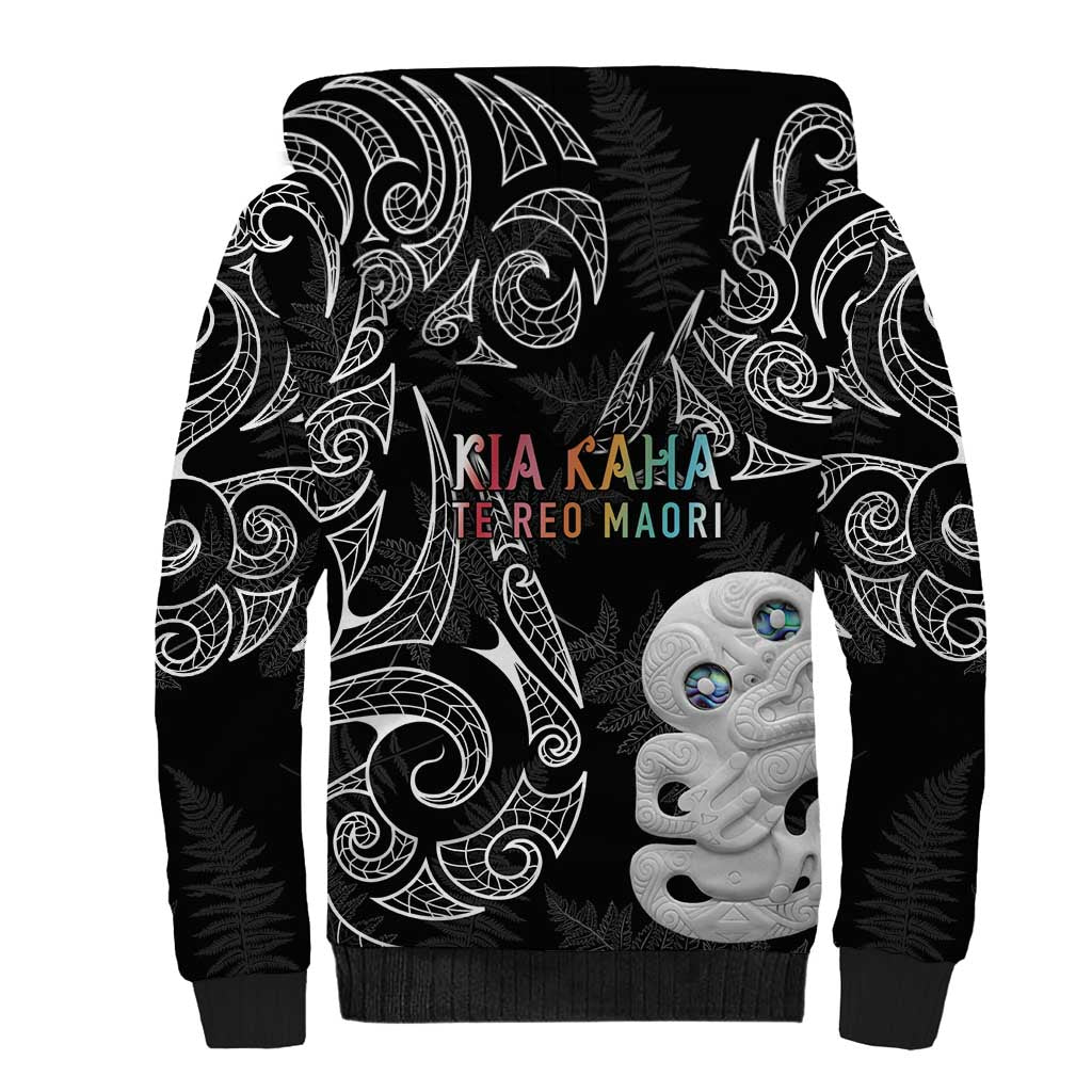 Kia Hara Te reo Maori Sherpa Hoodie Manaia Moko Pattern LT7 - Polynesian Pride