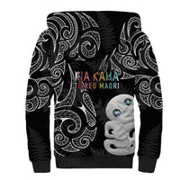 Kia Hara Te reo Maori Sherpa Hoodie Manaia Moko Pattern LT7 - Polynesian Pride