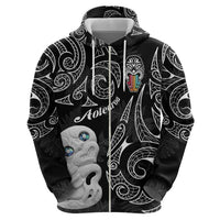 Kia Hara Te reo Maori Zip Hoodie Manaia Moko Pattern