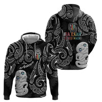 Kia Hara Te reo Maori Zip Hoodie Manaia Moko Pattern