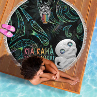 Kia Hara Te reo Maori Beach Blanket Manaia Moko Mix Paua Shell LT7 - Polynesian Pride